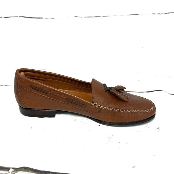 Vintage Salvatore Ferragamo Shoes Men\'s 9D Brown Tassel Loafers Pebbled Leather main image 6